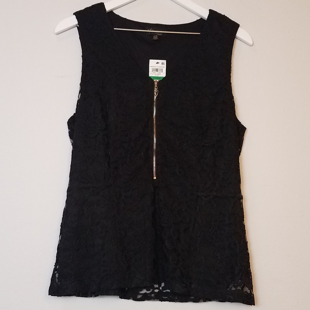 Thalia Sodi Lace Zipper-Front Top